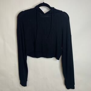 California Stitch Black Cropped Hoodie Lightweight Sz Small